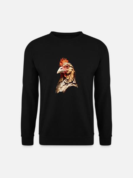 Realistisk kyllingehoved – Husdyr-grafik - Unisex sweater - sort