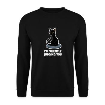 I’m Just Judging You – Sarcastic Black Cat Design - Unisex Sweatshirt - black - Front - Alina (178cm) & Michal (187cm)