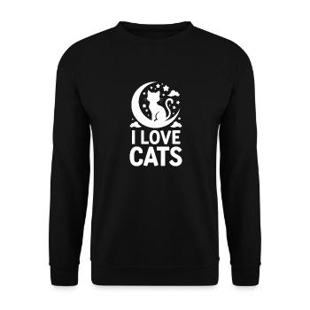 I Love Cats: Cat on Moon - Unisex Sweatshirt - black - Front - Alina (178cm) & Michal (187cm)