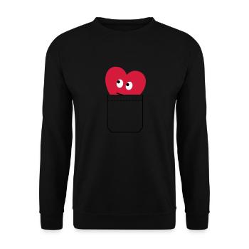 heart in pocket - Unisex Sweatshirt - black - Front - Alina (178cm) & Michal (187cm)