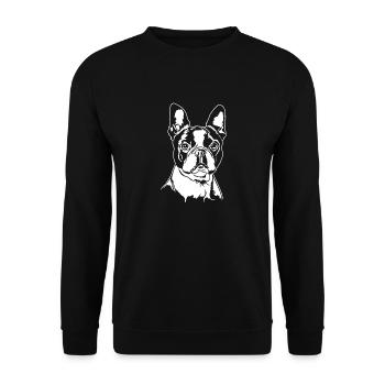 BOSTON TERRIER Portrait Chiens Wilsigns - Sweat-shirt Unisexe - noir - Devant - Alina (178cm) & Michal (187cm)