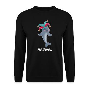 Wal, Narwal, Karneval, Geschenk - Unisex Pullover - Schwarz - Vorne - Alina (178cm) & Michal (187cm)