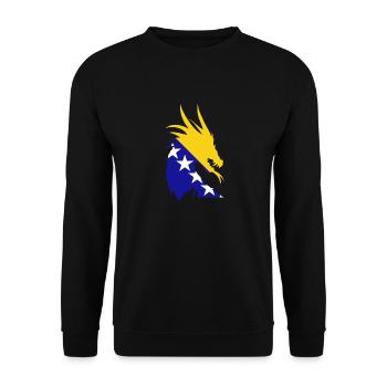 Bosnien Herzogowina Drache Flagge - Unisex Pullover - Schwarz - Vorne - Alina (178cm) & Michal (187cm)