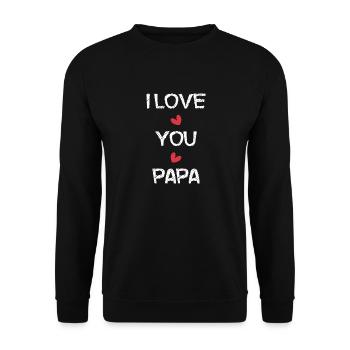 ALLES GUTE ZUM GEBURTSTAG, PAPA. PAPA. VATERTAG. ALLES GUTE ZUM GEBURTSTAG! - Unisex Pullover - Schwarz - Vorne - Alina (178cm) & Michal (187cm)