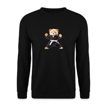 Karate-Bär - Unisex Pullover - Schwarz - Vorne - Alina (178cm) & Michal (187cm)