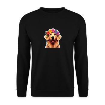 Dog with flowers - Unisex Pullover - Schwarz - Vorne - Alina (178cm) & Michal (187cm)