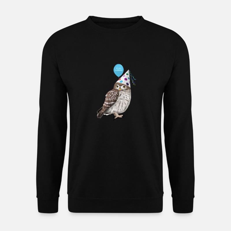 Eule feiert Geburtstag Party Vogel Vogelfreund - Unisex Pullover - Schwarz