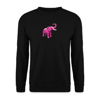 Elefant Pink mit stylischem LowPoly Effekt - Unisex Pullover - Schwarz - Vorne - Alina (178cm) & Michal (187cm)