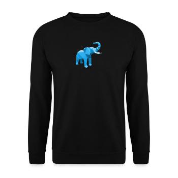 Elefant blau mit stylischem LowPoly Effekt - Unisex Pullover - Schwarz - Vorne - Alina (178cm) & Michal (187cm)