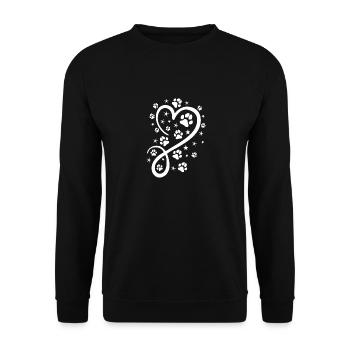 Herz mit Pfötchen und Sternen - Unisex Pullover - Schwarz - Vorne - Alina (178cm) & Michal (187cm)