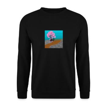 Digital Landschaft. Kirschblütenbaum - Unisex Pullover - Schwarz - Vorne - Alina (178cm) & Michal (187cm)