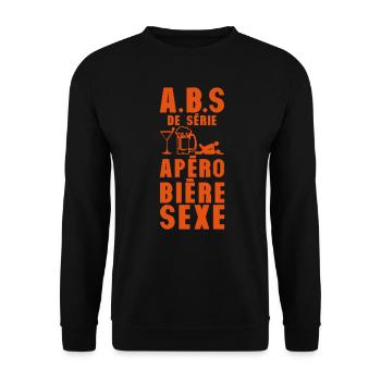 abs serie apero biere sexe humour alcool - Sweat-shirt Unisexe - noir - Devant - Alina (178cm) & Michal (187cm)