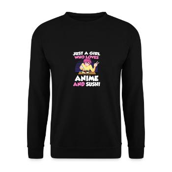 Juste Une Fille Qui aime Les Animes Et Sushi - Sweat-shirt Unisexe - noir - Devant - Alina (178cm) & Michal (187cm)
