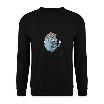Funny Cat Read Book - Unisex Sweatshirt - black - Front - Alina (178cm) & Michal (187cm)