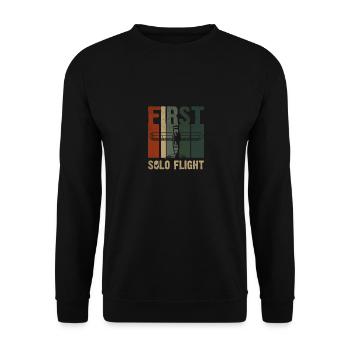 Pilot Erster Flug Flugzeug Führerschein - Unisex Pullover - Schwarz - Vorne - Alina (178cm) & Michal (187cm)