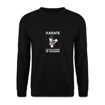 Karate Kostüm Gi Katze Training Lustig - Unisex Pullover - Schwarz - Vorne - Alina (178cm) & Michal (187cm)