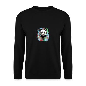 Panda, headphones,panda with headphones, illustration - Unisex Sweatshirt - black - Front - Alina (178cm) & Michal (187cm)