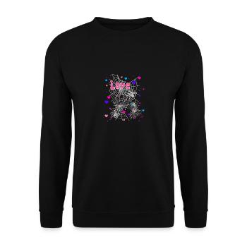 Herzen, Spinne, Graffiti,Spinnennetz,love,Herz - Unisex Pullover - Schwarz - Vorne - Alina (178cm) & Michal (187cm)