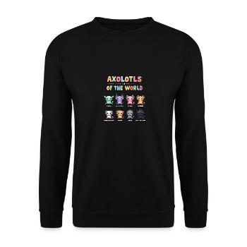 Axolotls du monde Kawaii Types d’axolotls - Sweat-shirt Unisexe - noir - Devant - Alina (178cm) & Michal (187cm)