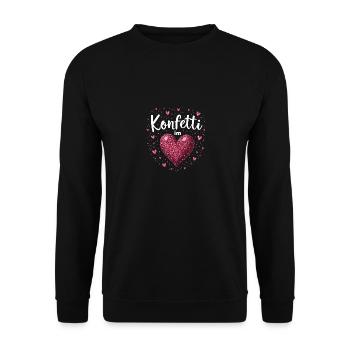 Konfetti im Herzen - Unisex Pullover - Schwarz - Vorne - Alina (178cm) & Michal (187cm)