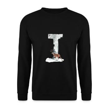 T – caractère décoratif – hiver - Sweat-shirt Unisexe - noir - Devant - Alina (178cm) & Michal (187cm)