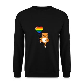 Chat avec ballon LGBT Gay Pride - Sweat-shirt Unisexe - noir - Devant - Alina (178cm) & Michal (187cm)