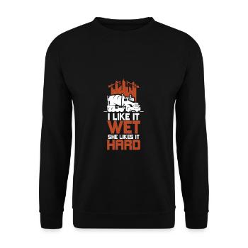 I Like It Wet She Likes It Hard Construction - Unisex Pullover - Schwarz - Vorne - Alina (178cm) & Michal (187cm)