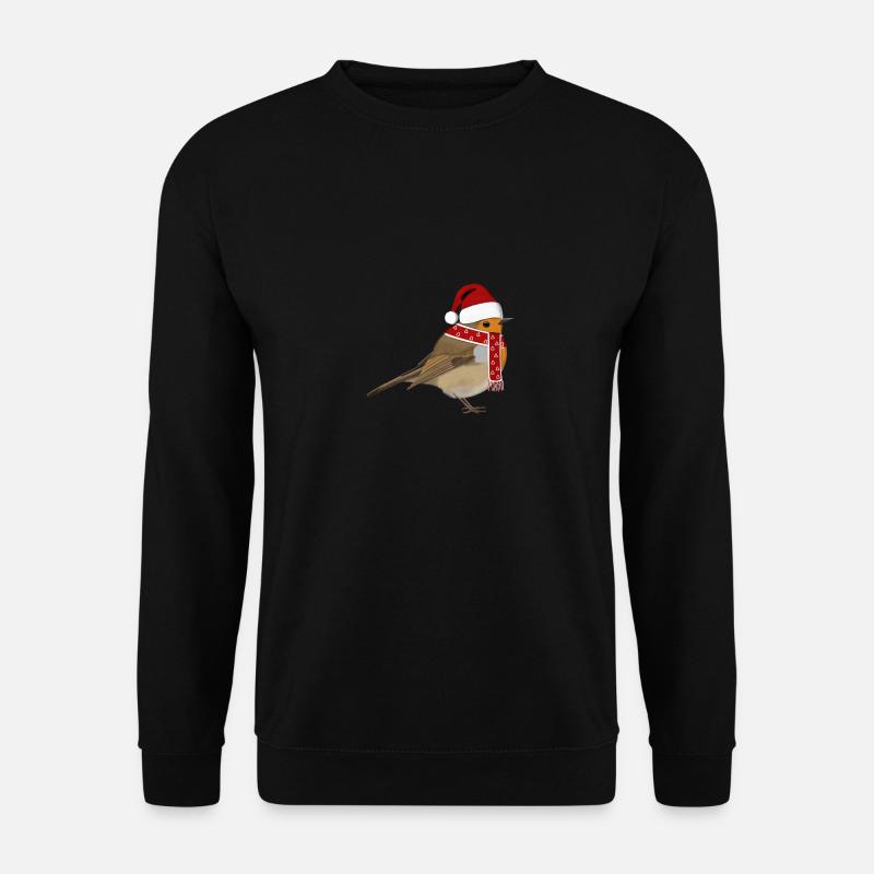 Rotkehlchen Weihnachten Vogel Mütze Schal Biologe - Unisex Pullover - Schwarz