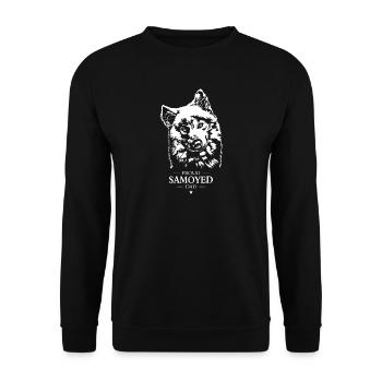Proud Samoyed Dad Hund Hunde Samojeden Wilsigns - Unisex Pullover - Schwarz - Vorne - Alina (178cm) & Michal (187cm)