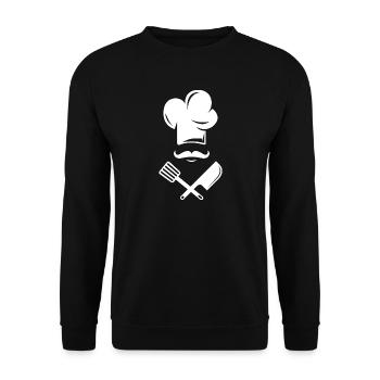 Cuisinier Cuisine BD Barbe Barbe Chef Restaurant - Sweat-shirt Unisexe - noir - Devant - Alina (178cm) & Michal (187cm)