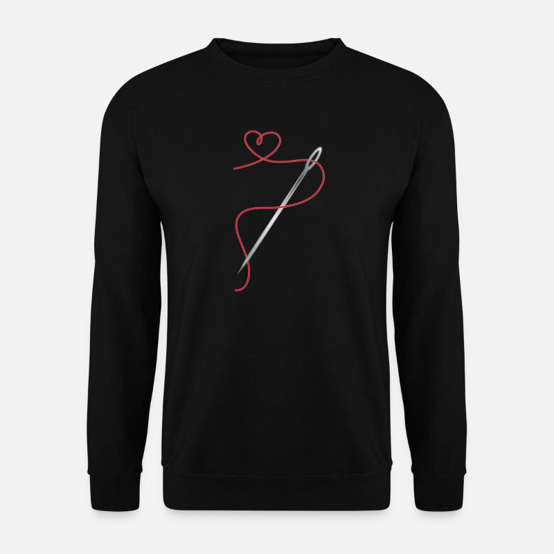 Nadel und Nähgarn mit Herz - Unisex Pullover - Schwarz