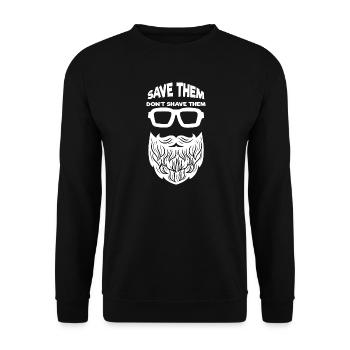 Bartfrisur Bart Rasieren Bartwuchs Statement - Unisex Pullover - Schwarz - Vorne - Alina (178cm) & Michal (187cm)