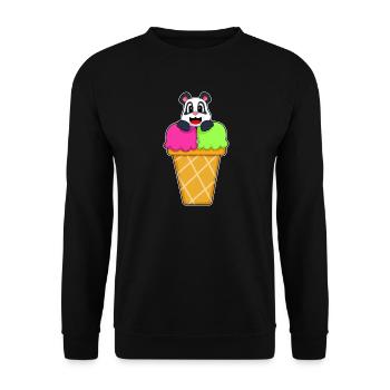 Crème glacée Panda Waffle - Sweat-shirt Unisexe - noir - Devant - Alina (178cm) & Michal (187cm)