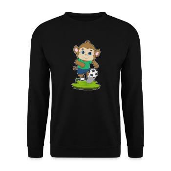 Affe Fußballspieler Fußball - Unisex Pullover - Schwarz - Vorne - Alina (178cm) & Michal (187cm)
