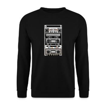 Kassetten Lineart Retro - Unisex Pullover - Schwarz - Vorne - Alina (178cm) & Michal (187cm)