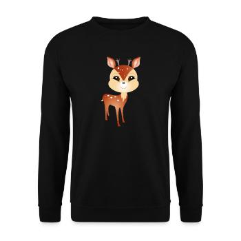 cute little roebuck with big antlers - Unisex Sweatshirt - black - Front - Alina (178cm) & Michal (187cm)