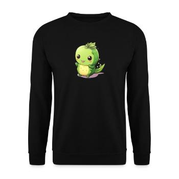 Cute Kawaii Cactus with Big Eyes - Unisex Sweatshirt - black - Front - Alina (178cm) & Michal (187cm)