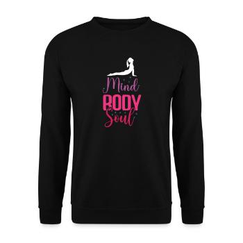 Yoga - Mind Body Soul - Unisex Sweatshirt - black - Front - Alina (178cm) & Michal (187cm)