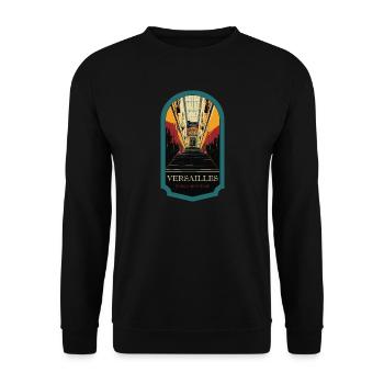 Königliche Treppe, Illustration von Versailles - Unisex Pullover - Schwarz - Vorne - Alina (178cm) & Michal (187cm)