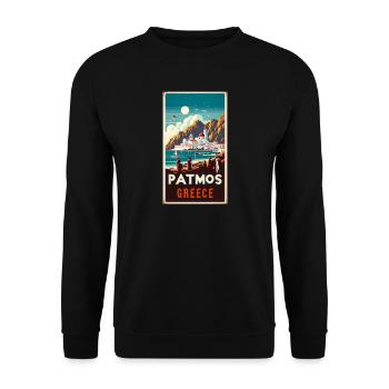 Patmos Griechenland Vintage Urlaub Design - Unisex Pullover - Schwarz - Vorne - Alina (178cm) & Michal (187cm)