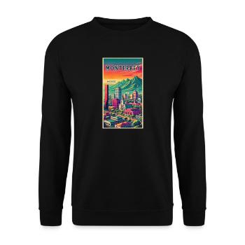 Monterrey Mexiko Retro Design - Unisex Pullover - Schwarz - Vorne - Alina (178cm) & Michal (187cm)