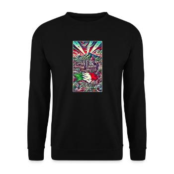 Sicile, Italie, design artistique - Sweat-shirt Unisexe - noir - Devant - Alina (178cm) & Michal (187cm)