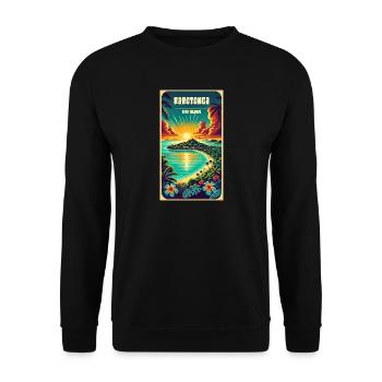 Soleil vintage des îles Cook à Parotonga - Sweat-shirt Unisexe - noir - Devant - Alina (178cm) & Michal (187cm)