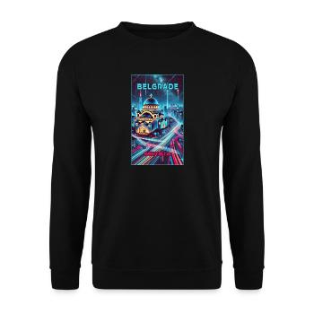 Belgrade Serbia Skyline Design - Unisex Sweatshirt - black - Front - Alina (178cm) & Michal (187cm)