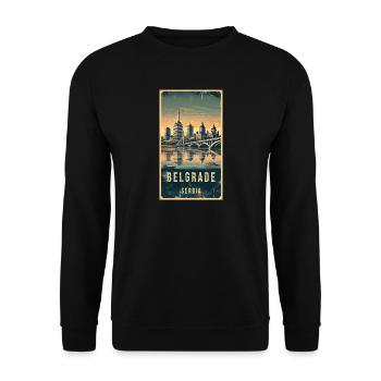 Belgrade Serbia Vintage Design - Unisex Sweatshirt - black - Front - Alina (178cm) & Michal (187cm)