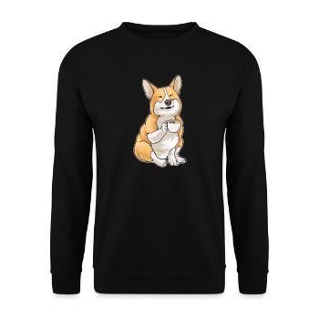 Corgi Coffee Mug - Unisex Sweatshirt - black - Front - Alina (178cm) & Michal (187cm)
