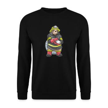 Faultier Feuerwehrmann Feuerwehrschlauch Feuerwehr - Unisex Pullover - Schwarz - Vorne - Alina (178cm) & Michal (187cm)