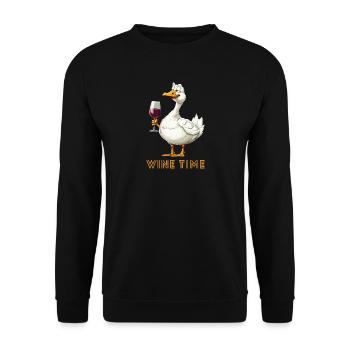 Gans Wine Time - Unisex Pullover - Schwarz - Vorne - Alina (178cm) & Michal (187cm)