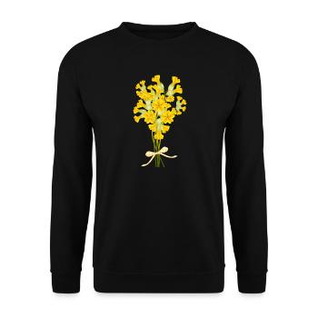 Cowslip Bouquet - Spring Illustration - Unisex Sweatshirt - black - Front - Alina (178cm) & Michal (187cm)