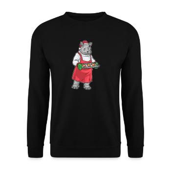 Nashorn Weihnachten Backen - Unisex Pullover - Schwarz - Vorne - Alina (178cm) & Michal (187cm)